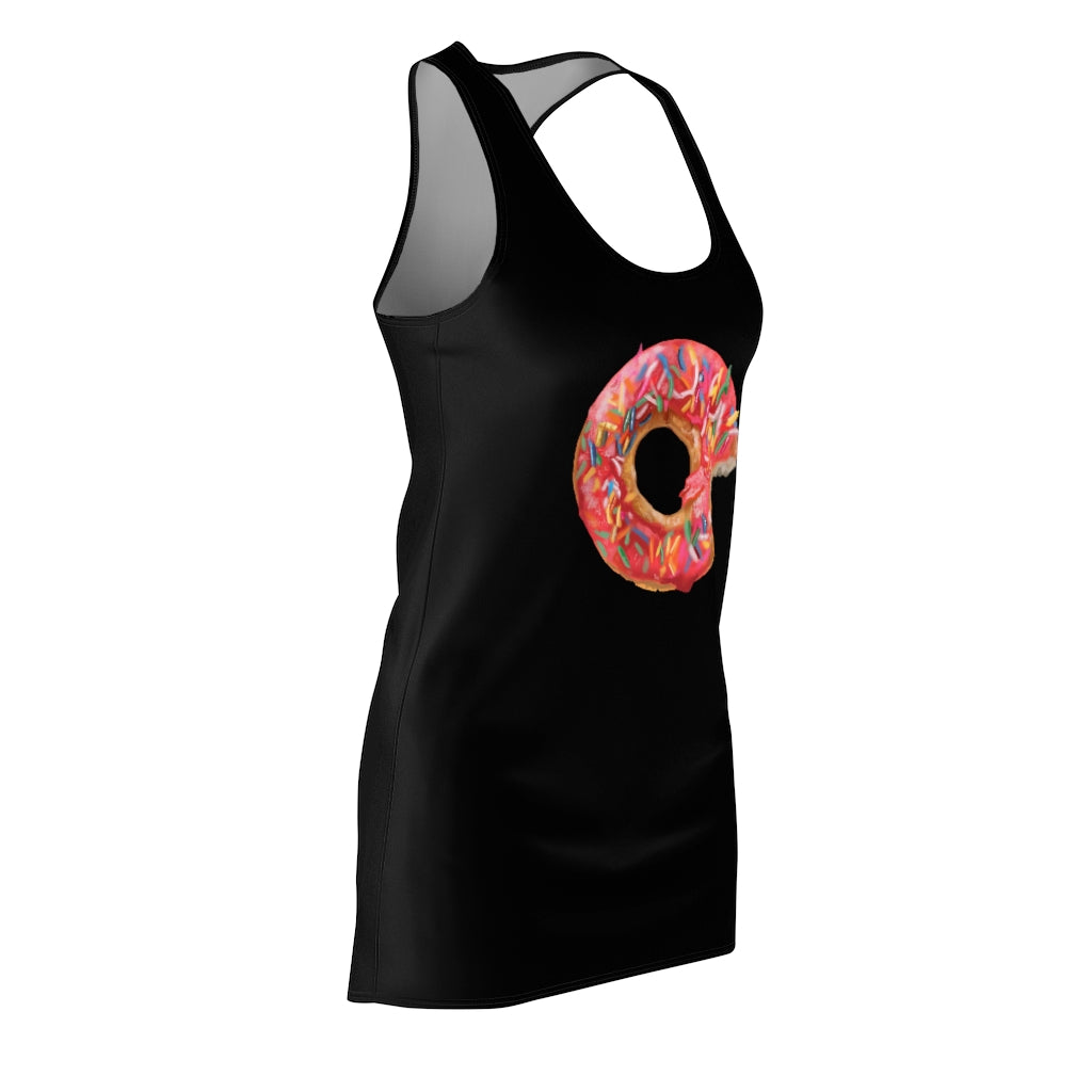 A stylish Donut Women's Cut & Sew Racerback Dress showcasing a feminine silhouette and sporty design, perfect for various occasions.