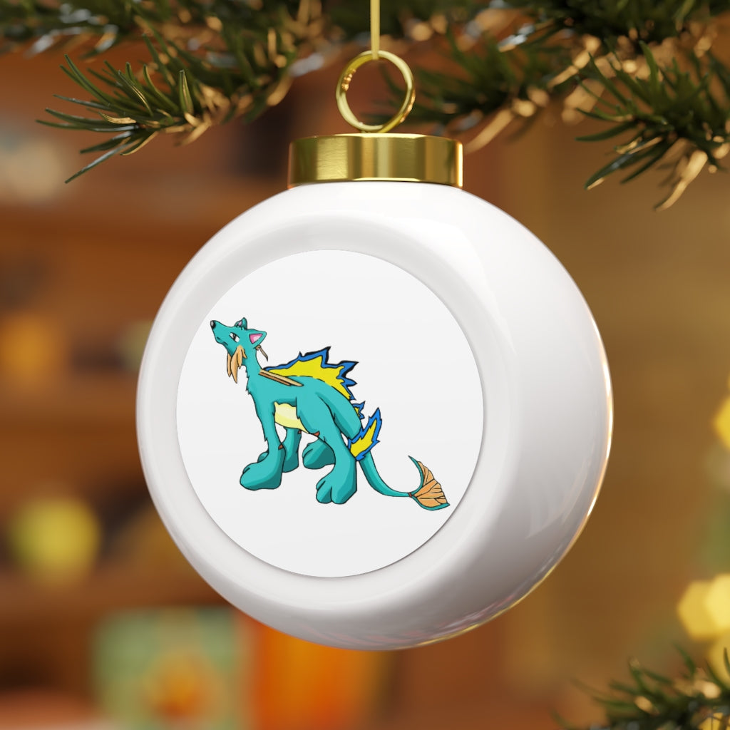 Doudro Christmas Ball Ornament with glossy finish and gold ribbon, featuring a vintage style and customizable metal insert.