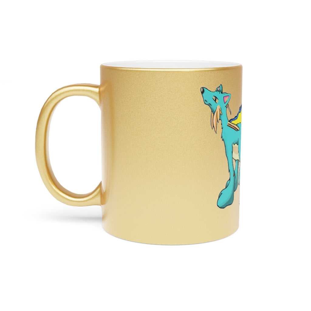 Doudro Metallic Mug in Silver and Gold with customizable design options, showcasing a sleek ceramic finish.