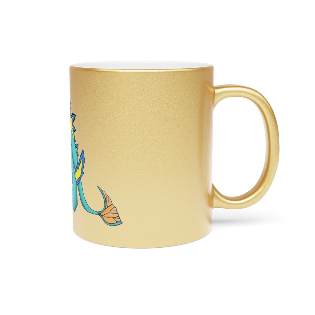 Doudro Metallic Mug in Silver and Gold with customizable design options, showcasing a sleek ceramic finish.