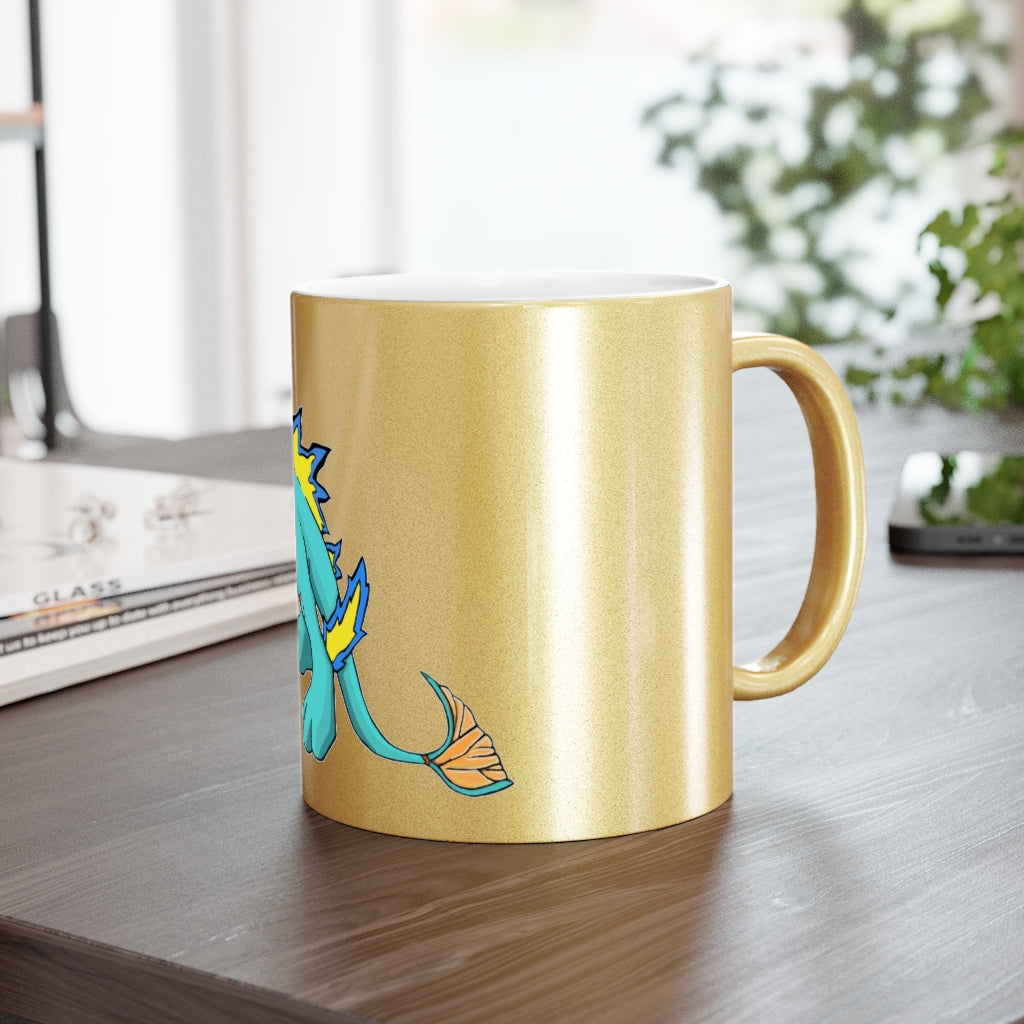 Doudro Metallic Mug in Silver and Gold with customizable design options, showcasing a sleek ceramic finish.