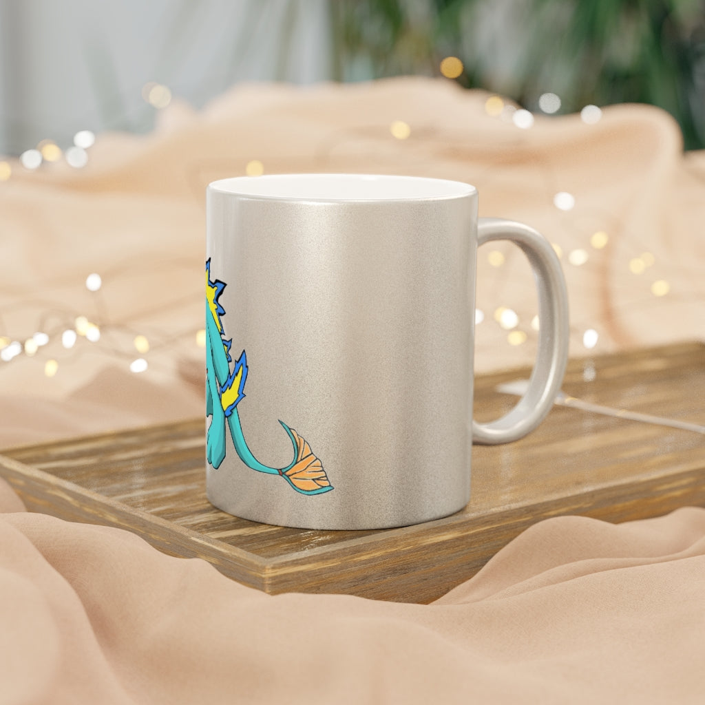 Doudro Metallic Mug in Silver and Gold with customizable design options, showcasing a sleek ceramic finish.