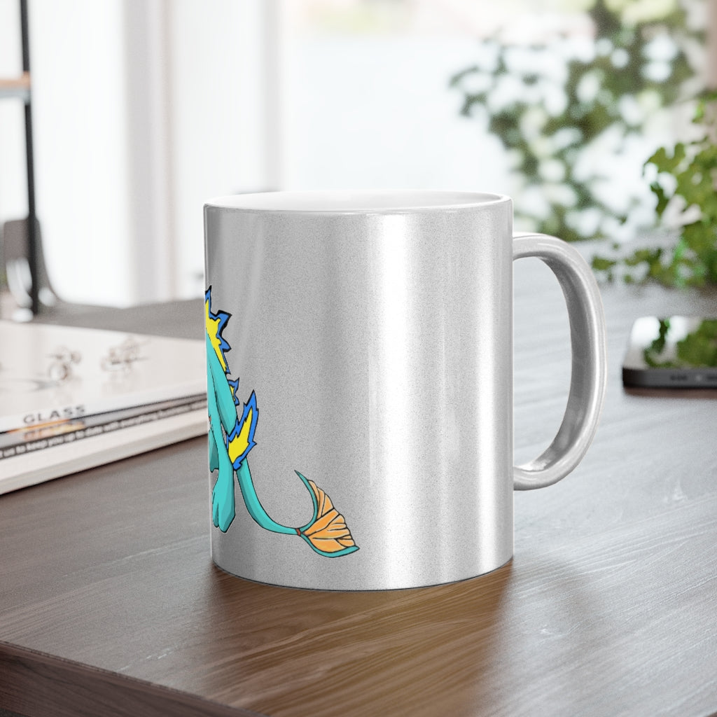 Doudro Metallic Mug in Silver and Gold with customizable design options, showcasing a sleek ceramic finish.