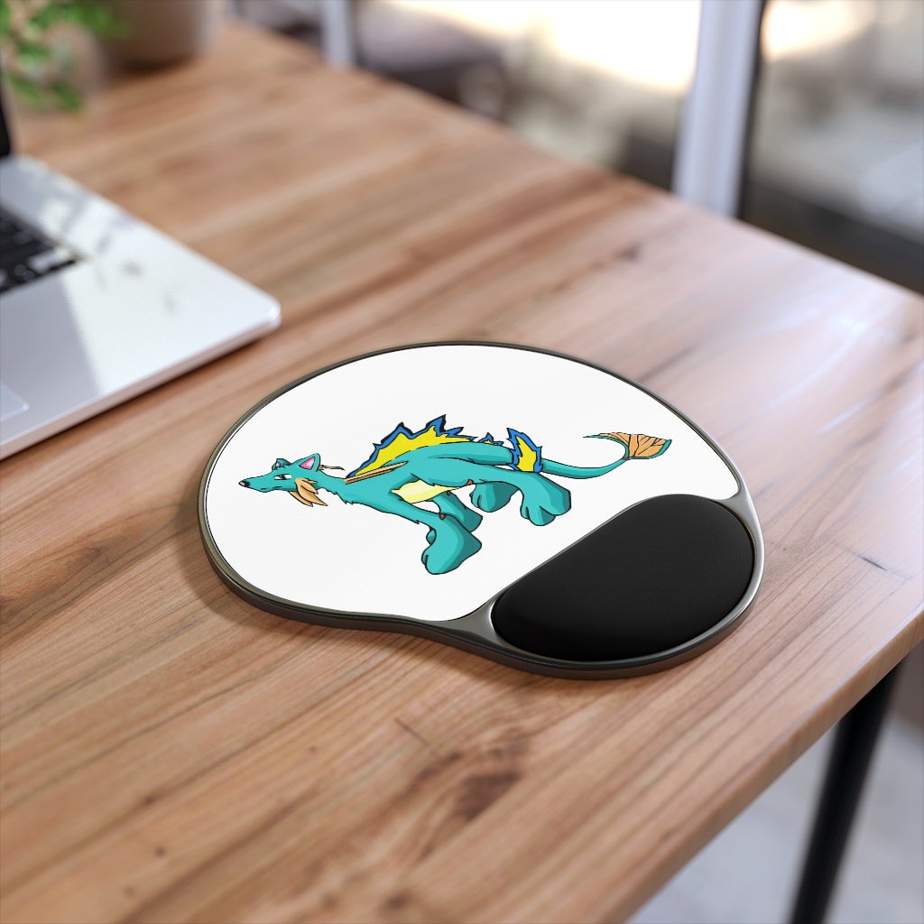 Doudro Mouse Pad with ergonomic Memory Foam wrist rest and customizable neoprene insert, featuring a foot-shaped black plastic base.