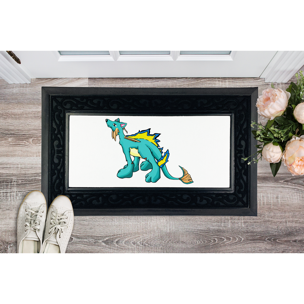 Doudro Sublimation Heavy Duty Door Mat with a stylish fabric brush border and non-slip rubber base, showcasing a customizable printable center.