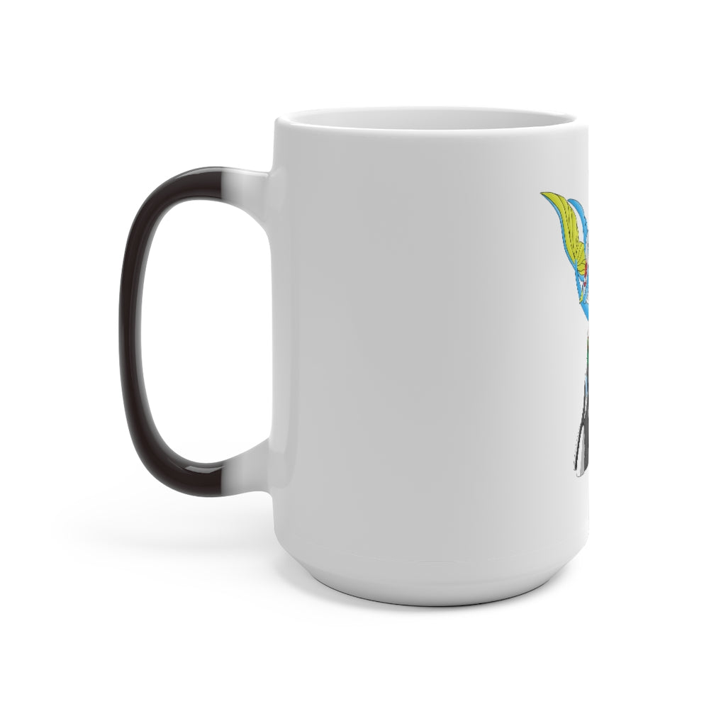 Dragigas Color Changing Mug showcasing its unique color-changing feature, available in white ceramic with rounded corners and a C-handle.