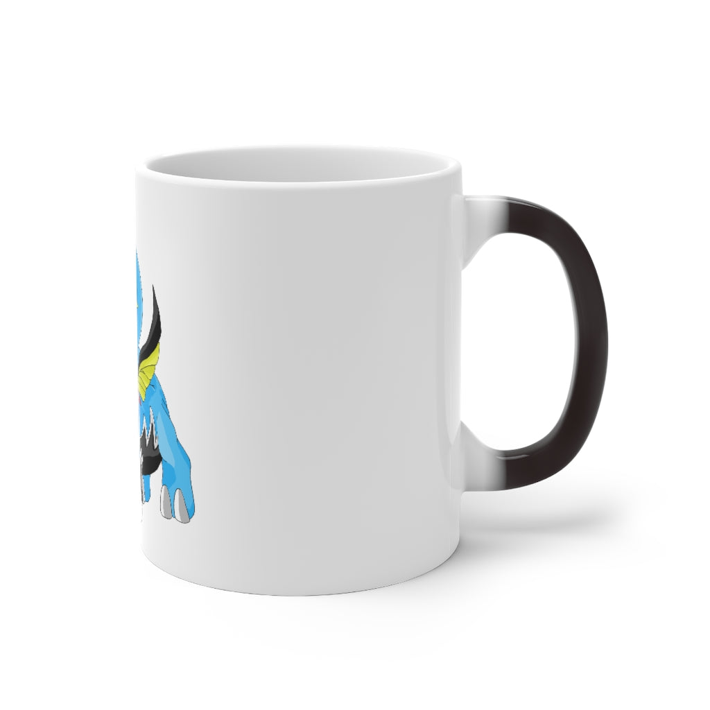 Dragigas Color Changing Mug showcasing its unique color-changing feature, available in white ceramic with rounded corners and a C-handle.