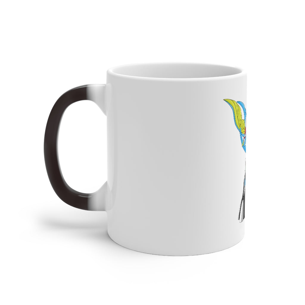 Dragigas Color Changing Mug showcasing its unique color-changing feature, available in white ceramic with rounded corners and a C-handle.