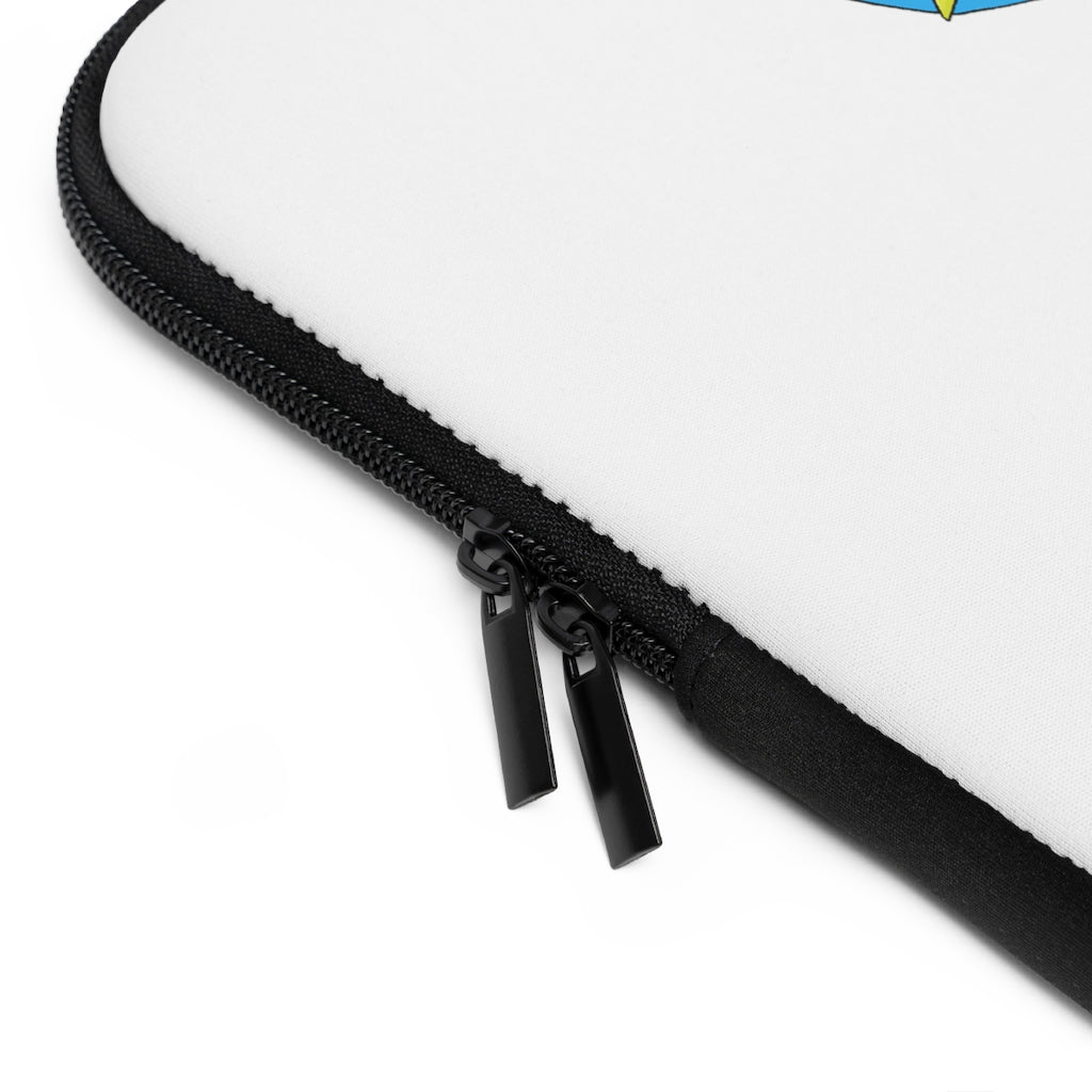 Dragigas Laptop Sleeve featuring a customizable front and solid black back, made from water-resistant neoprene material.