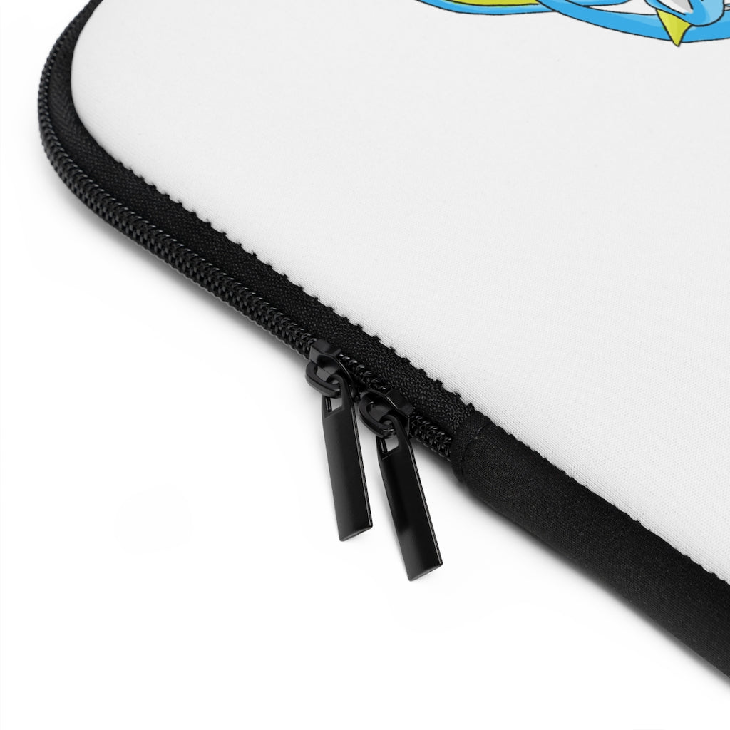 Dragigas Laptop Sleeve featuring a customizable front and solid black back, made from water-resistant neoprene material.