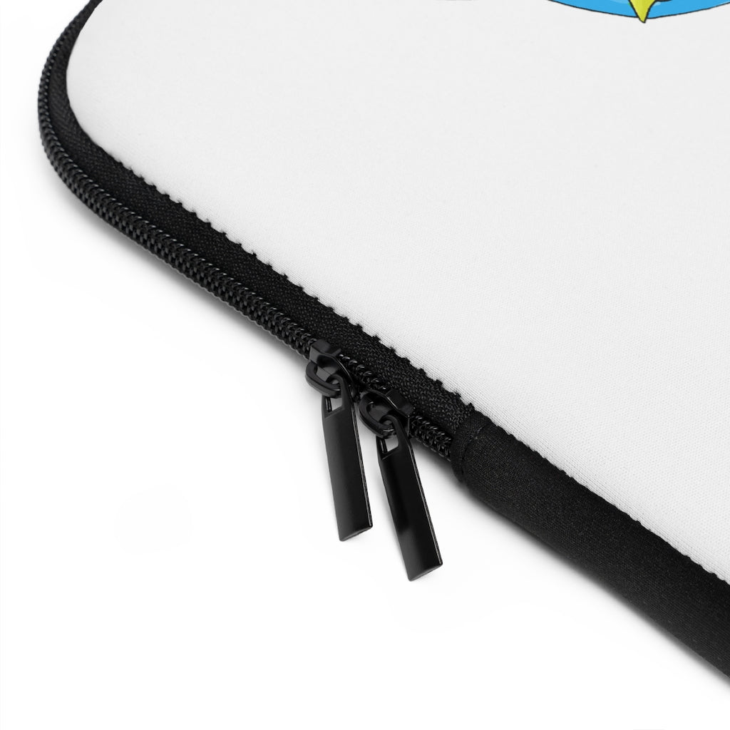 Dragigas Laptop Sleeve featuring a customizable front and solid black back, made from water-resistant neoprene material.