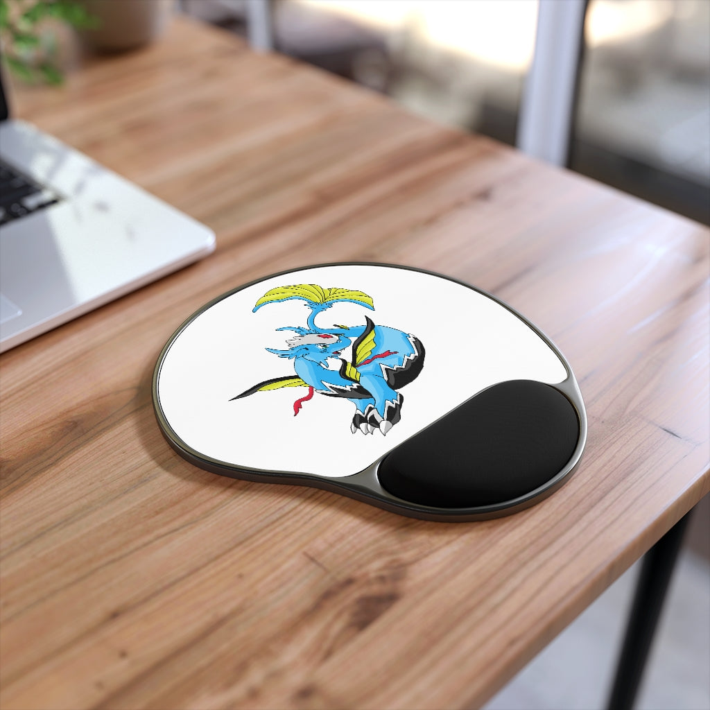 Dragigas Mouse Pad featuring a Memory Foam wrist rest, foot-shaped design, and customizable neoprene insert for ergonomic support.