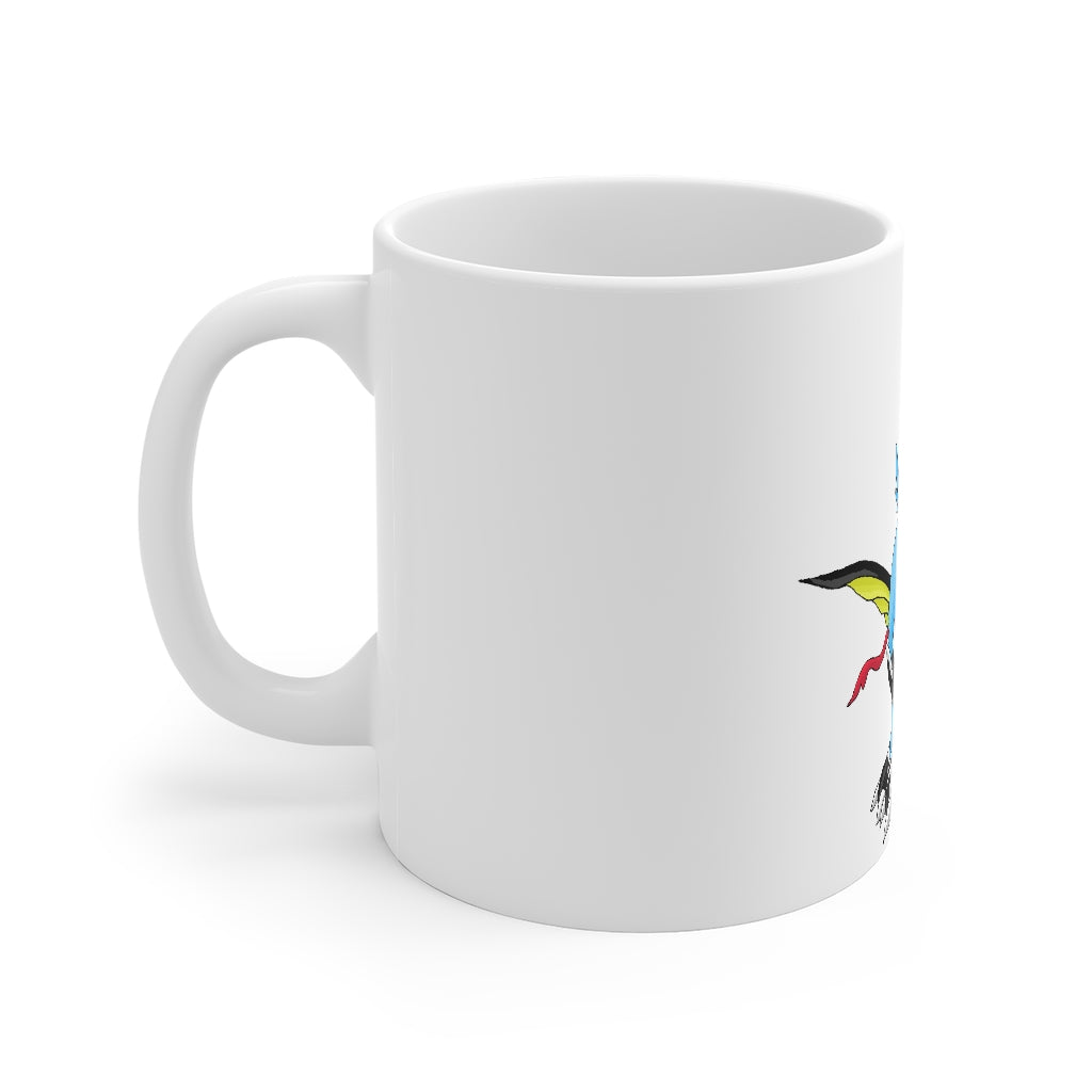 Dragigas Mug 11oz in white ceramic with a C-handle, perfect for coffee, tea, and hot chocolate.