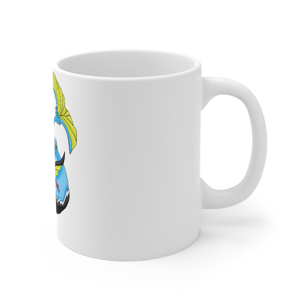 Dragigas Mug 11oz in white ceramic with a C-handle, perfect for coffee, tea, and hot chocolate.