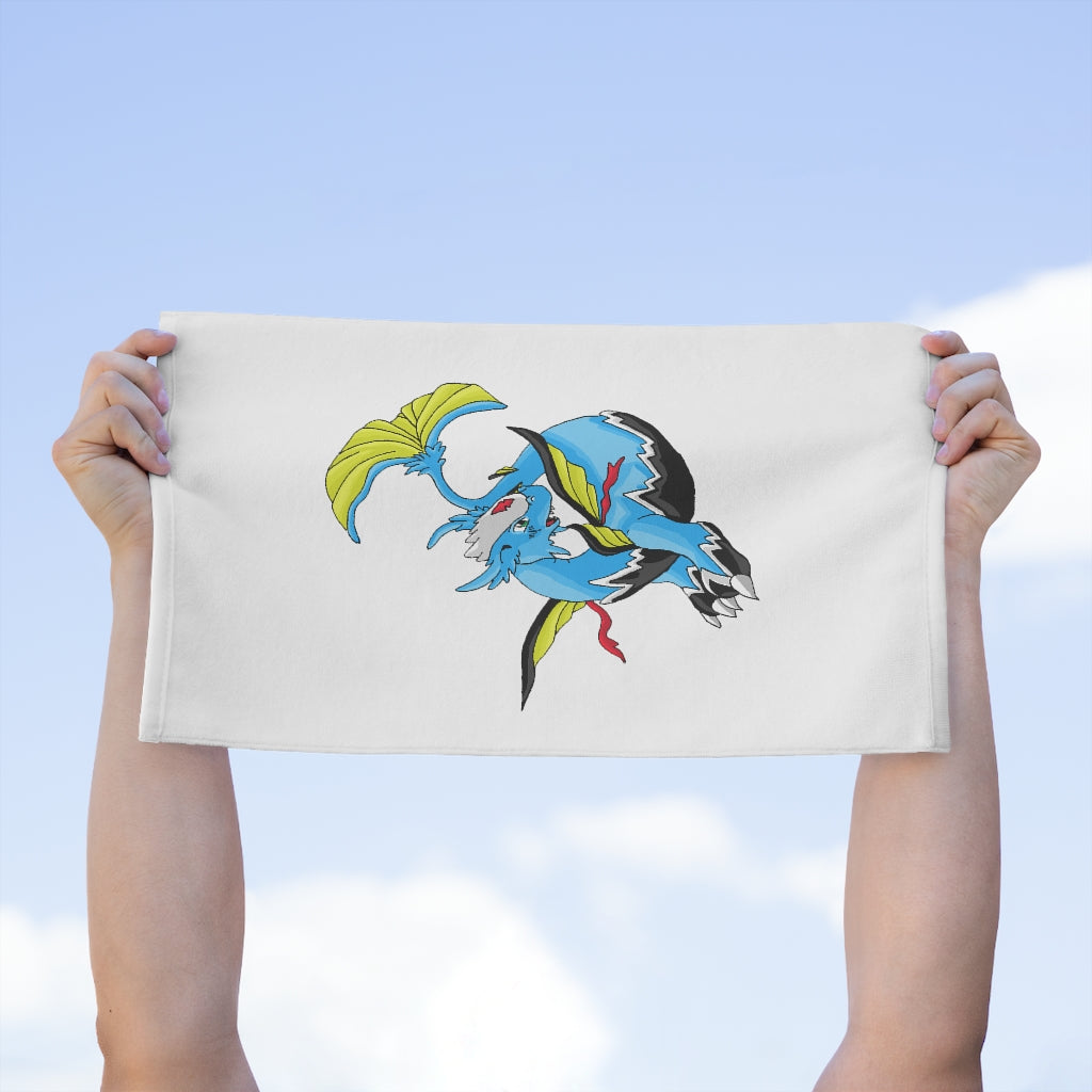 Dragigas Rally Towel measuring 11x18 inches, featuring a soft polyester front and absorbent cotton backing, ideal for personalization.