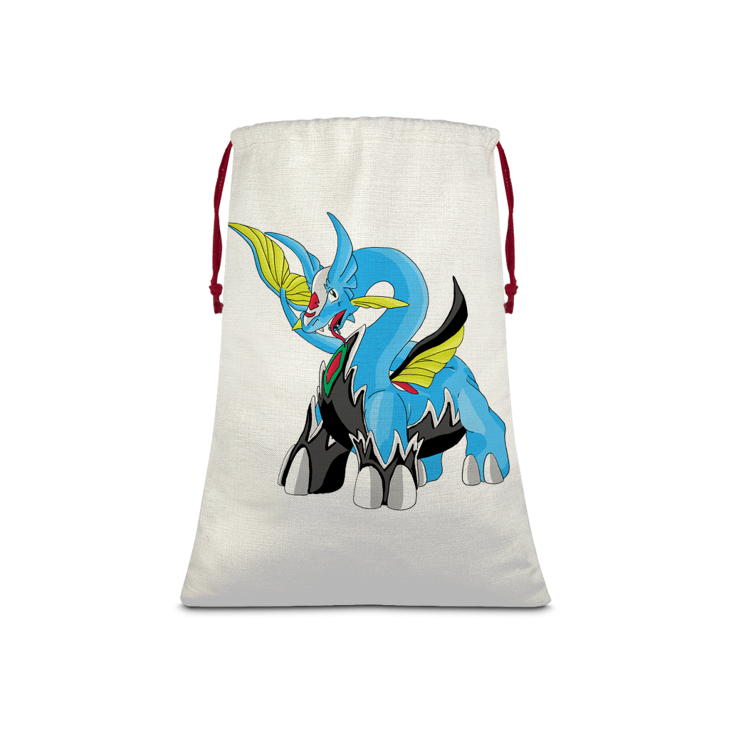 Dragigas Sublimation Linen Drawstring Sack with red drawstring, showcasing its linen effect and eco-friendly print.