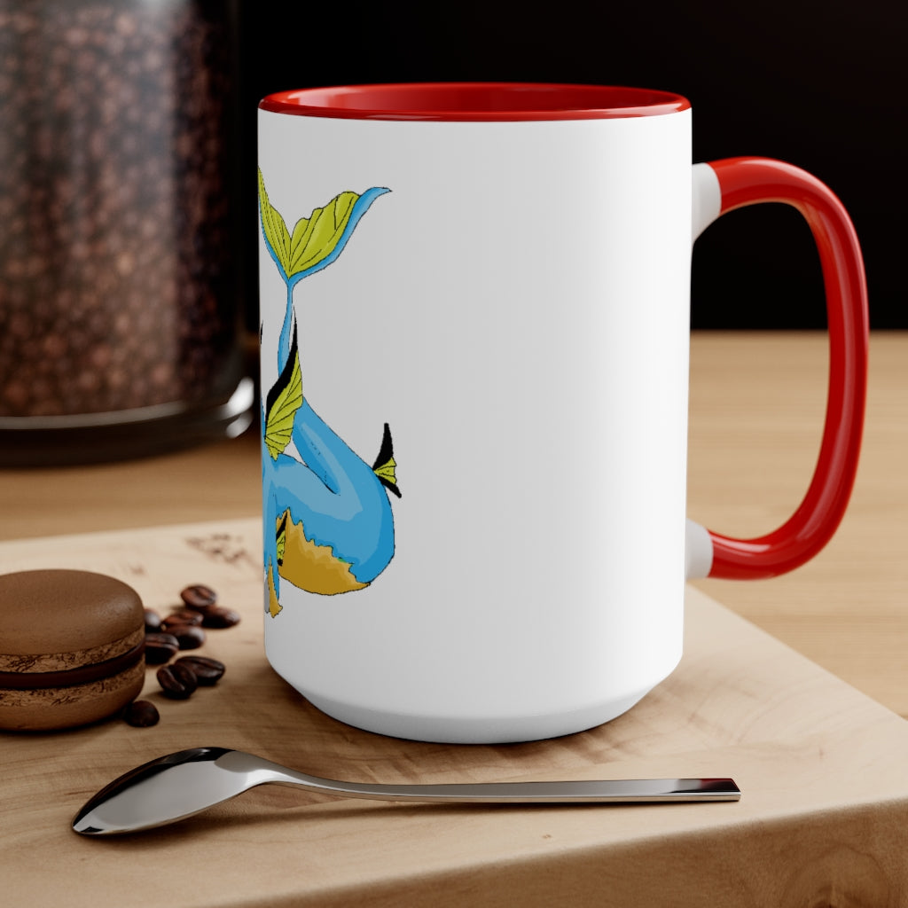 Drago Accent Mug featuring a white exterior with a colored interior and handle, available in three color schemes.