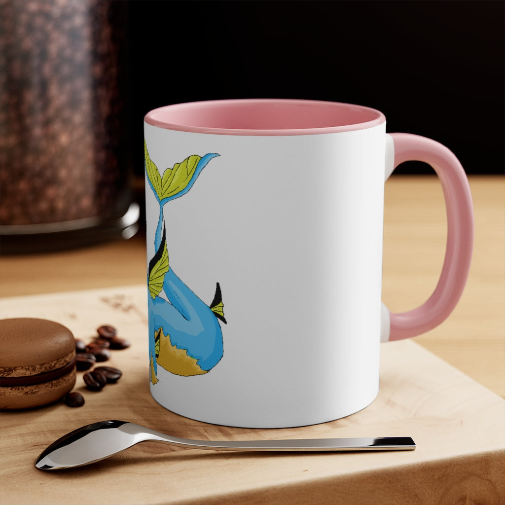 Drago Accent Mug featuring a white exterior with a colored interior and handle, available in three color schemes.