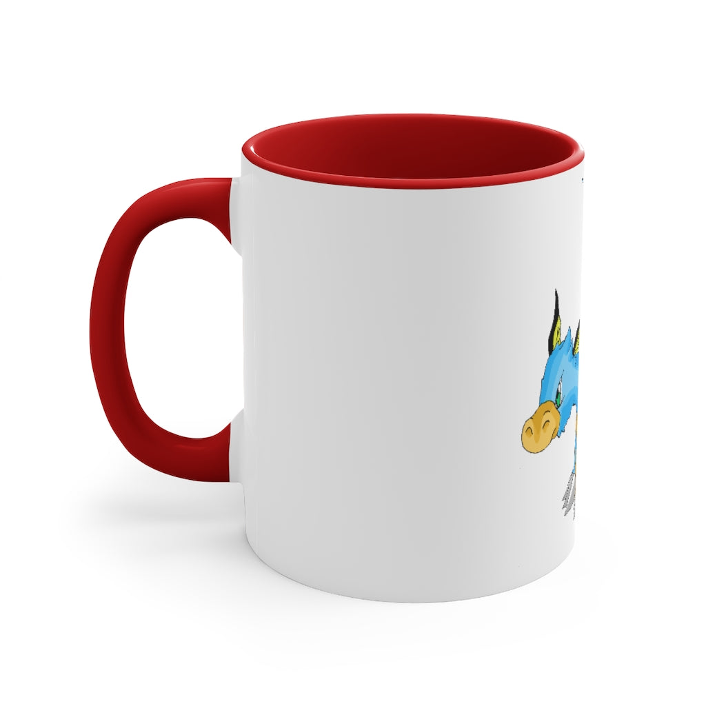 Drago Accent Mug featuring a white exterior with a colored interior and handle, available in three color schemes.