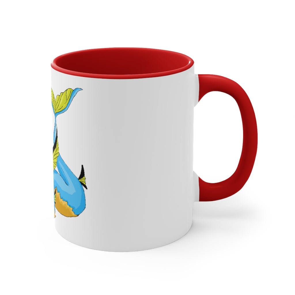 Drago Accent Mug featuring a white exterior with a colored interior and handle, available in three color schemes.