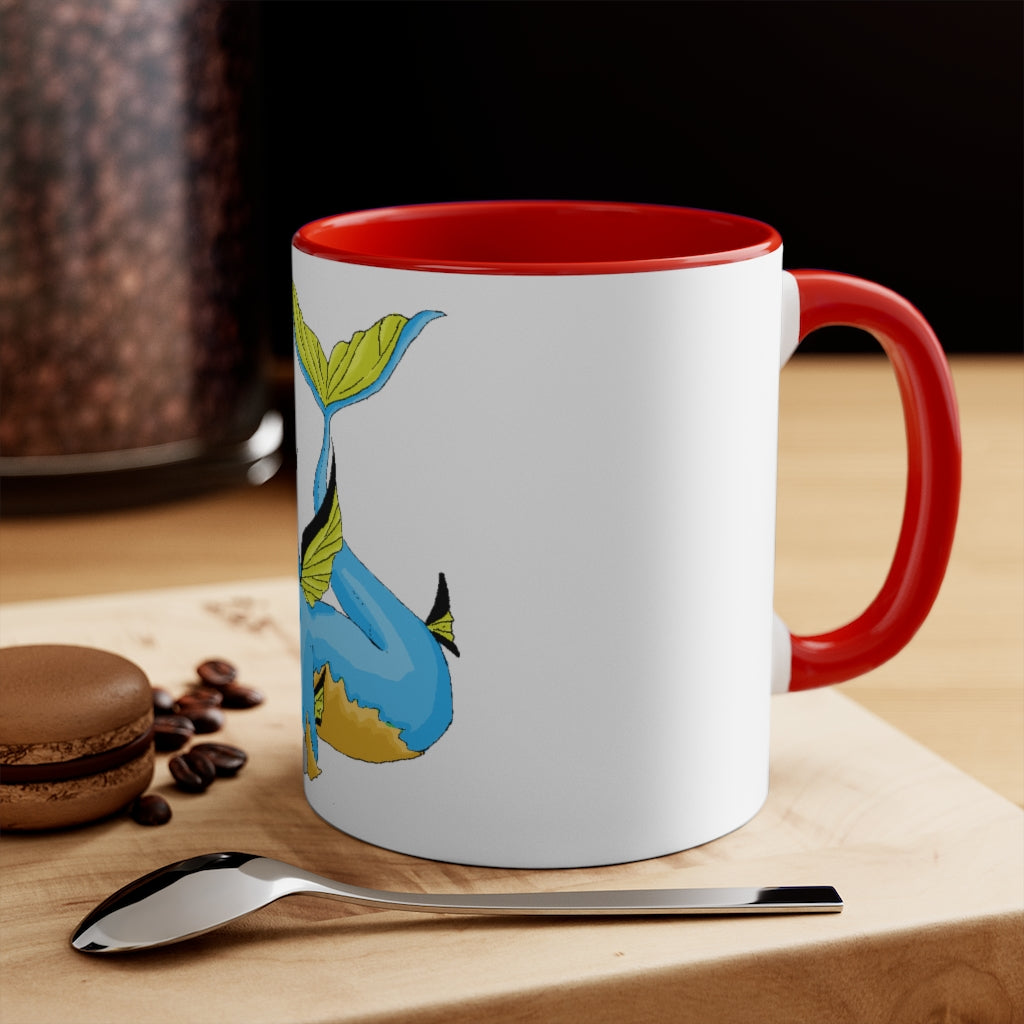 Drago Accent Mug featuring a white exterior with a colored interior and handle, available in three color schemes.