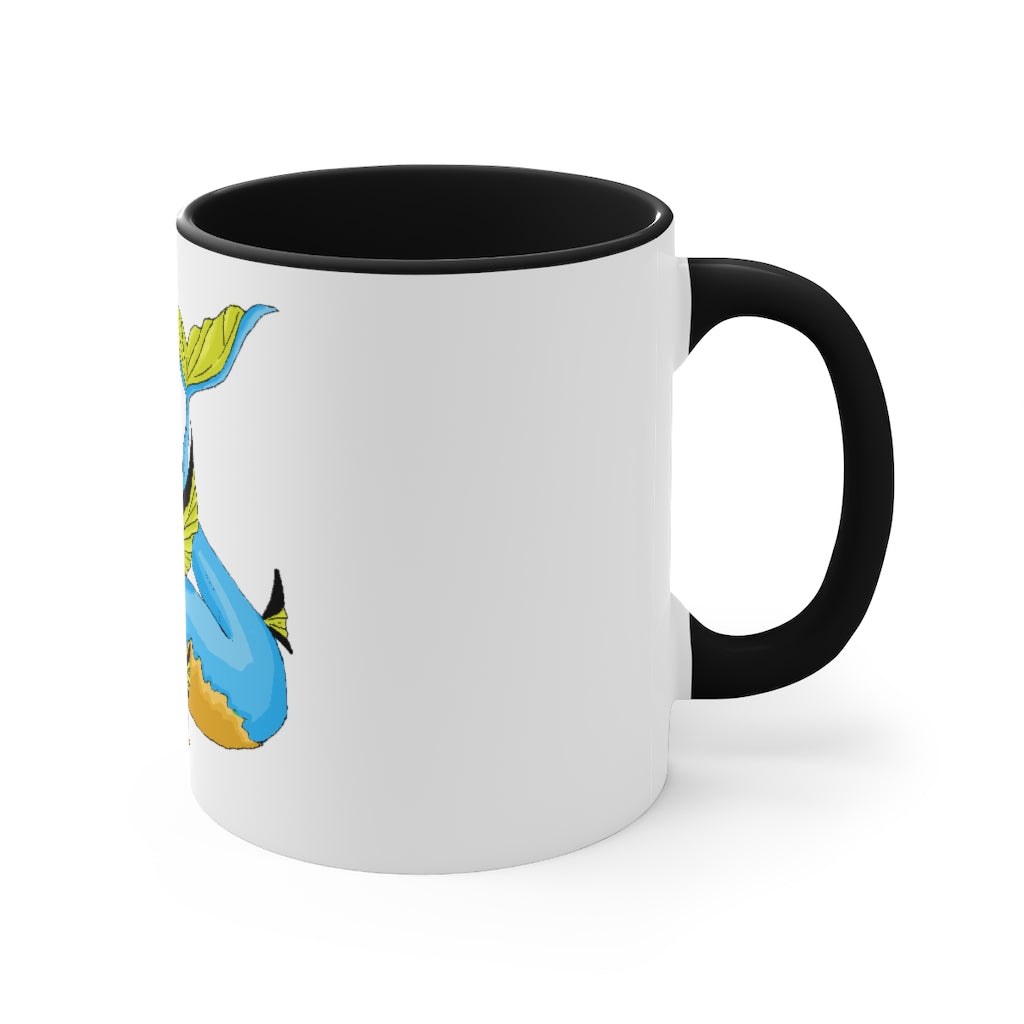 Drago Accent Mug featuring a white exterior with a colored interior and handle, available in three color schemes.