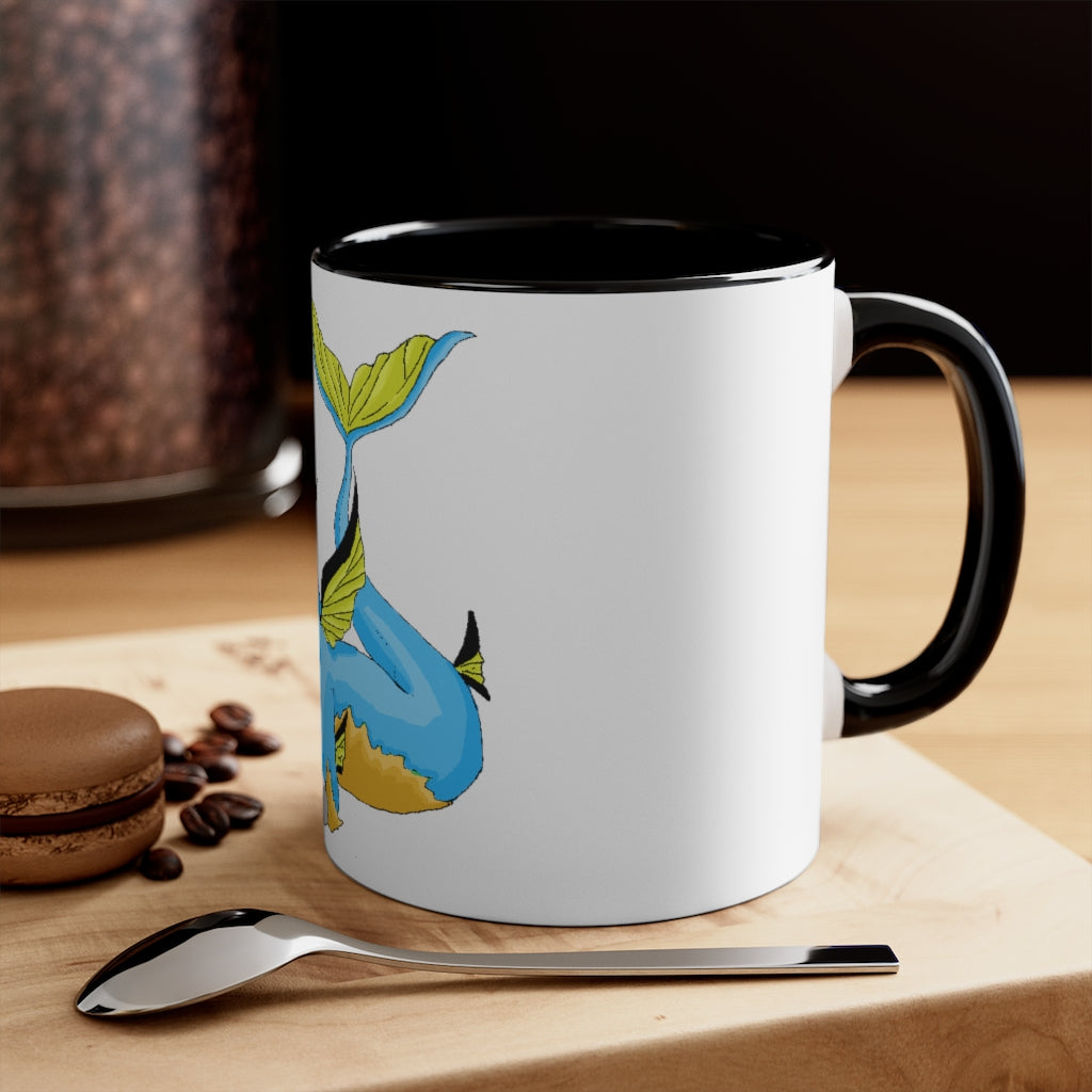 Drago Accent Mug featuring a white exterior with a colored interior and handle, available in three color schemes.