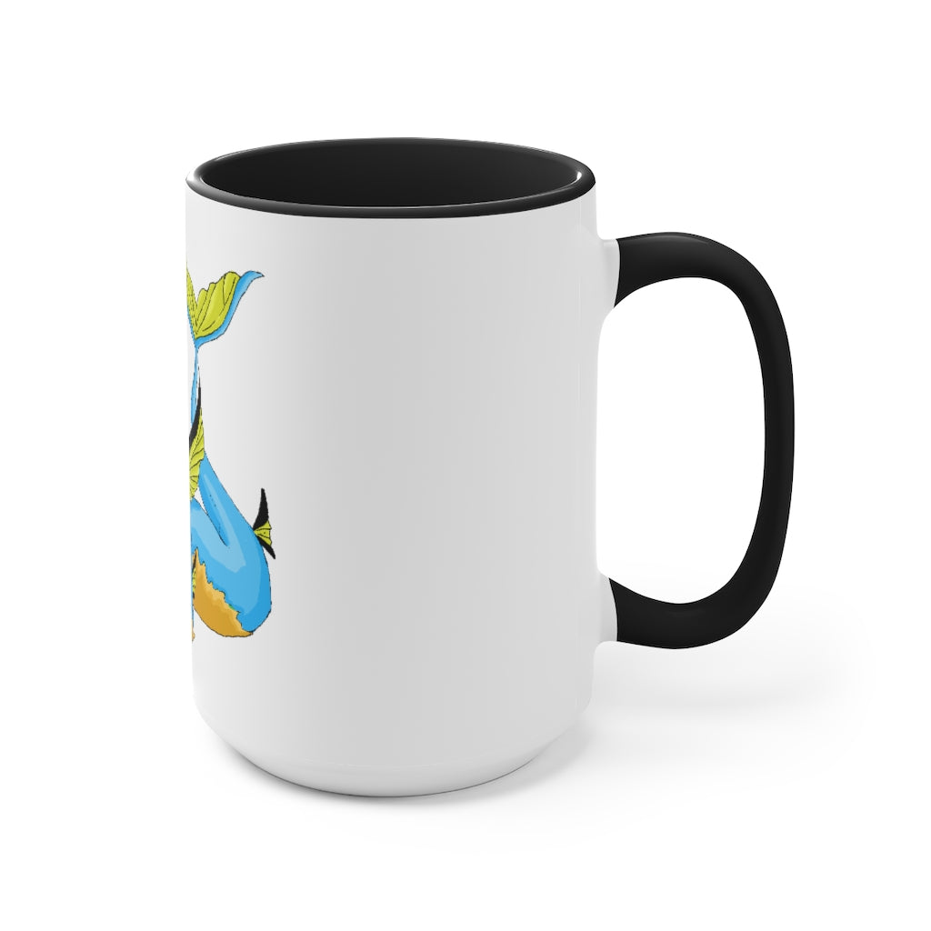 Drago Accent Mug featuring a white exterior with a colored interior and handle, available in three color schemes.