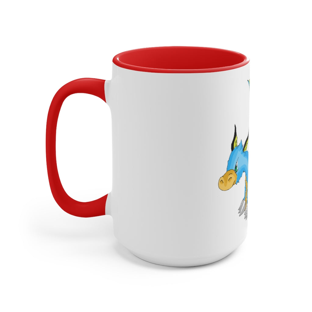 Drago Accent Mug featuring a white exterior with a colored interior and handle, available in three color schemes.