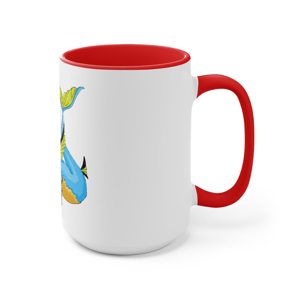 Drago Accent Mug featuring a white exterior with a colored interior and handle, available in three color schemes.