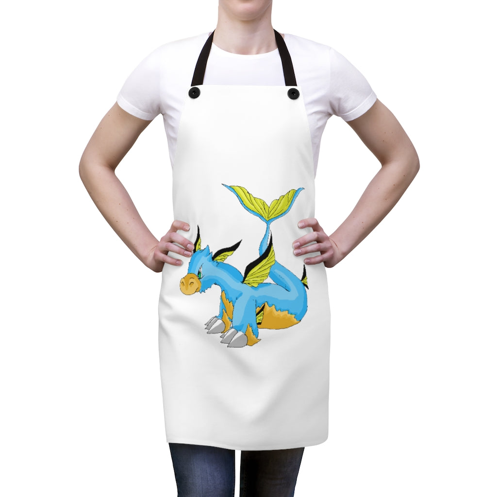 Stylish Drago Apron made of lightweight polyester with black detachable twill straps and customizable design.