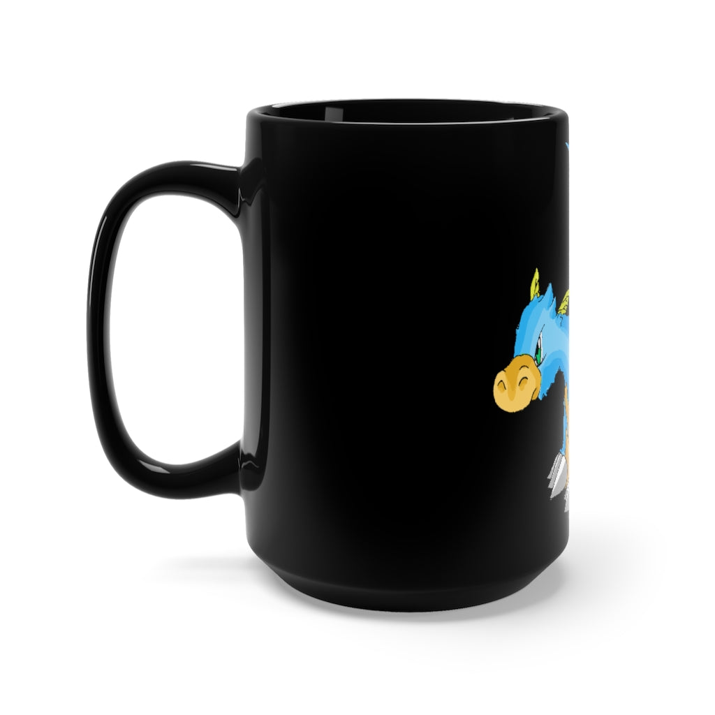 Drago Black Mug 15oz, a stylish black ceramic mug with a C-handle, perfect for coffee and tea lovers.