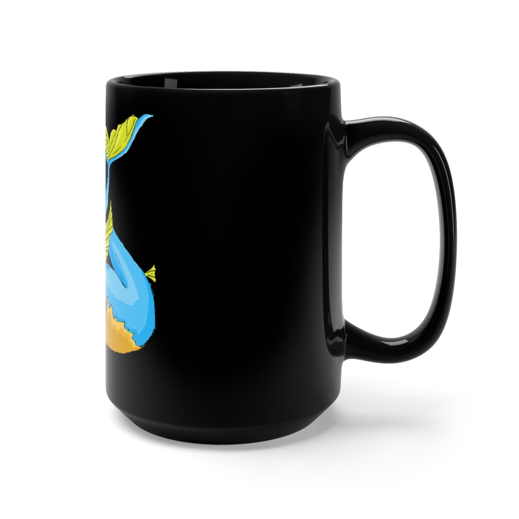 Drago Black Mug 15oz, a stylish black ceramic mug with a C-handle, perfect for coffee and tea lovers.