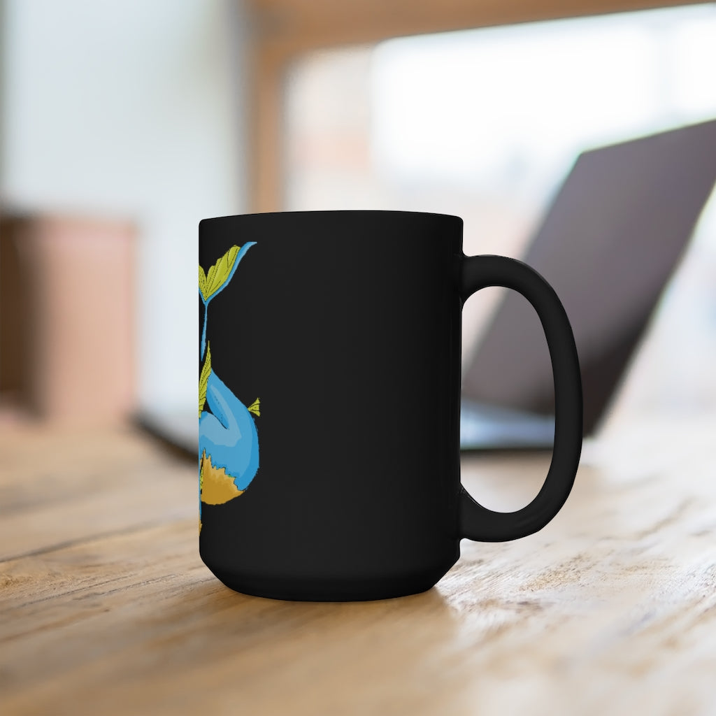 Drago Black Mug 15oz, a stylish black ceramic mug with a C-handle, perfect for coffee and tea lovers.