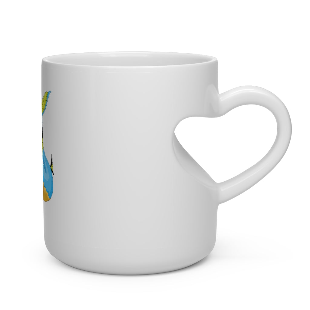 Drago Heart Shape Mug in white ceramic with a heart-shaped handle, perfect for hot beverages.