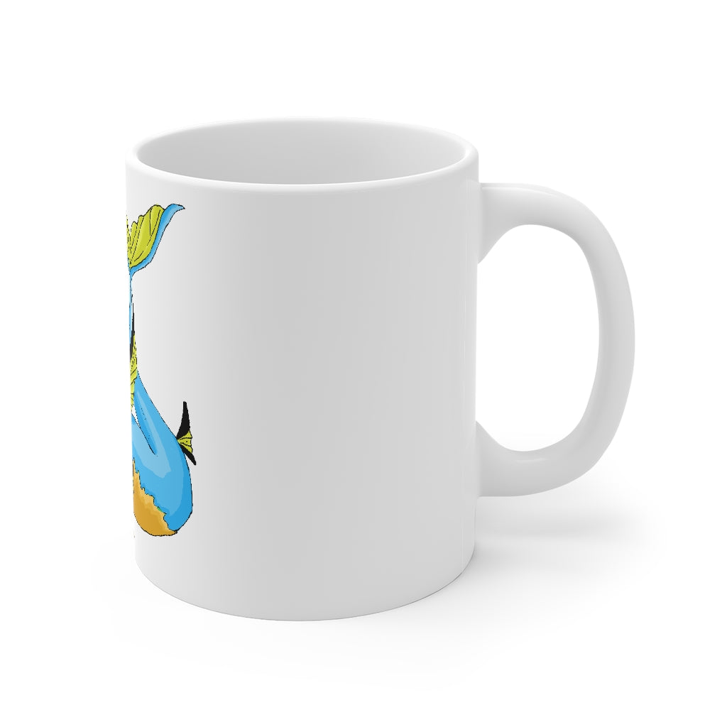 Drago Mug 11oz in white ceramic with rounded corners and C-handle, perfect for coffee, tea, and hot chocolate.