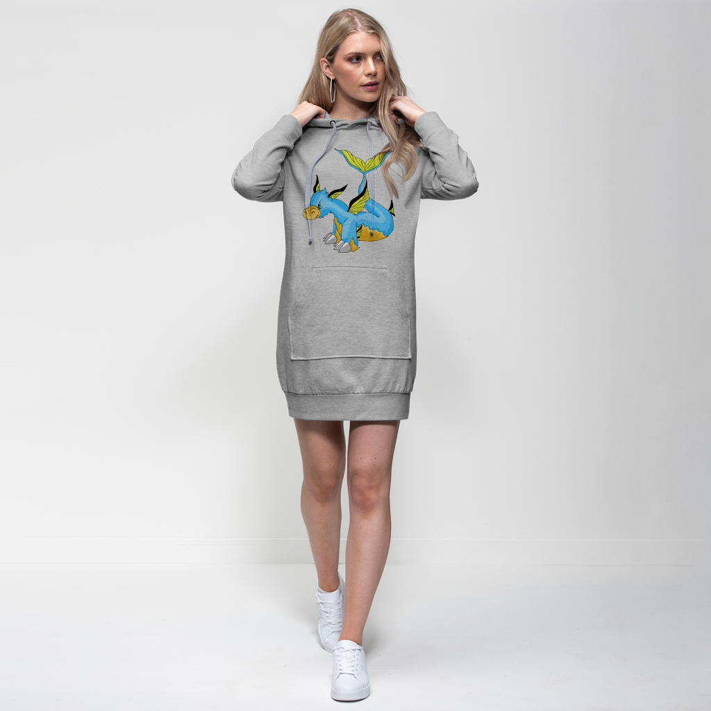 Drago Premium Adult Hoodie Dress featuring a relaxed fit, hood with drawstring, and kangaroo pouch pocket in a stylish design.