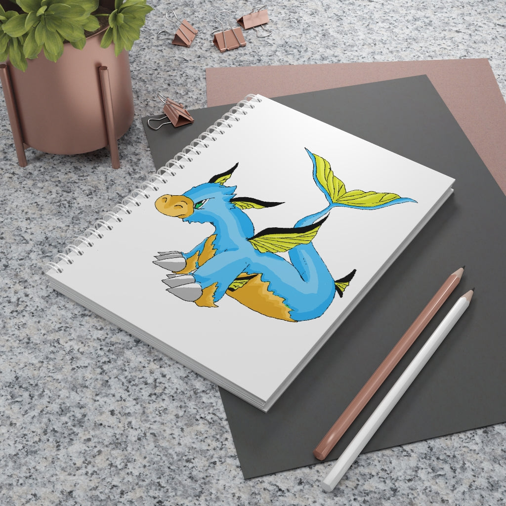 Drago Spiral Notebook with customizable covers and wide-ruled pages, showcasing its semi-gloss laminated finish.