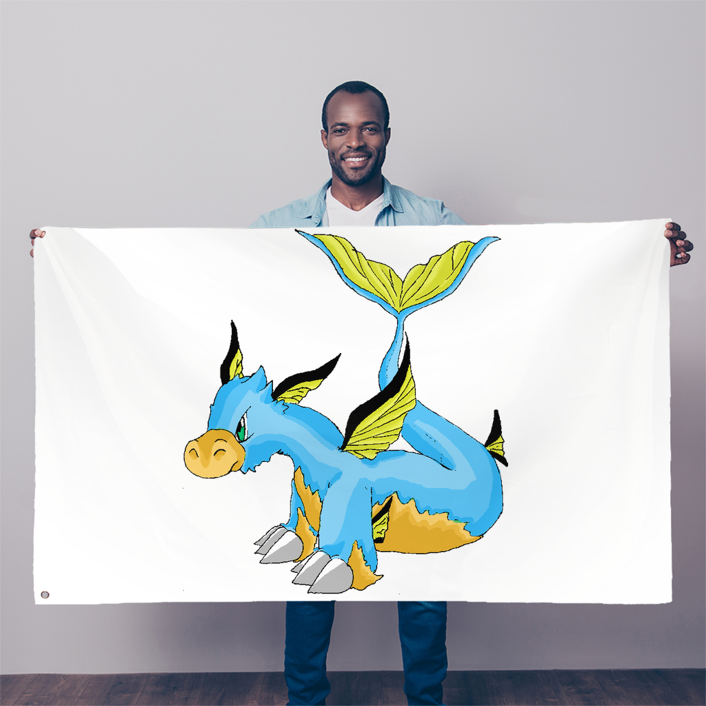 Drago Sublimation Flag measuring 5FT x 3FT, made of durable polyester fabric with vibrant colors and double-stitched edges.