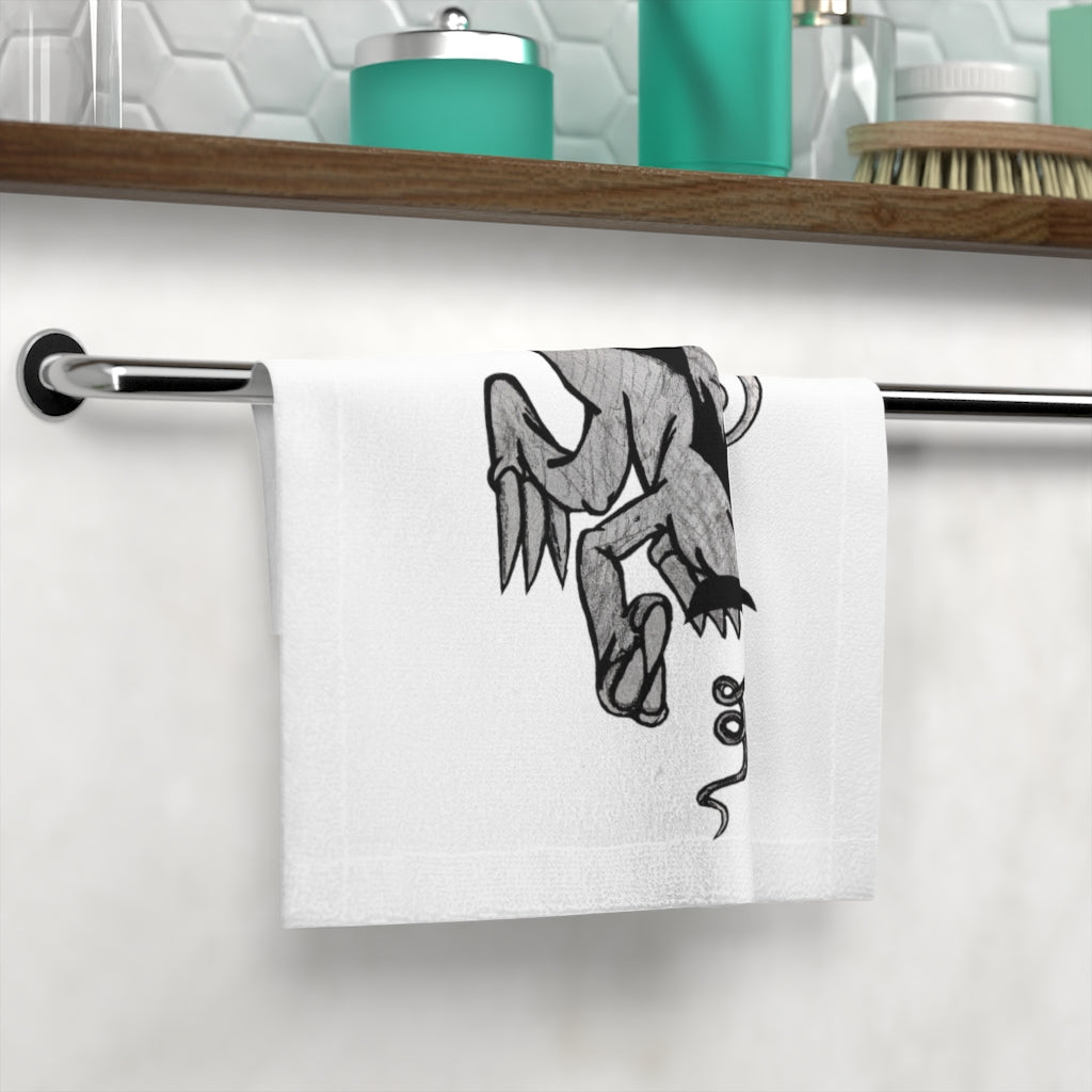 A vibrant Dragon Face Towel featuring a colorful dragon design on a soft polyester front and absorbent cotton back.