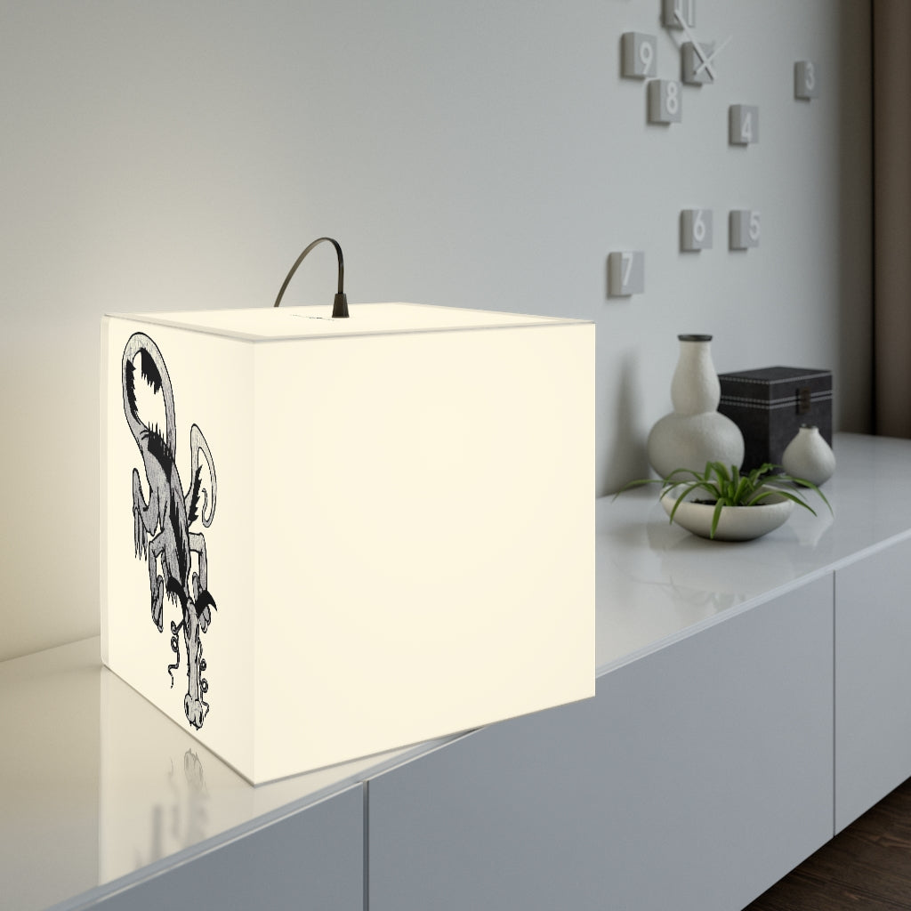 A beautifully designed Dragon Personalized Lamp in a cube shape, showcasing its unique light patterns and colors, perfect for home decor.