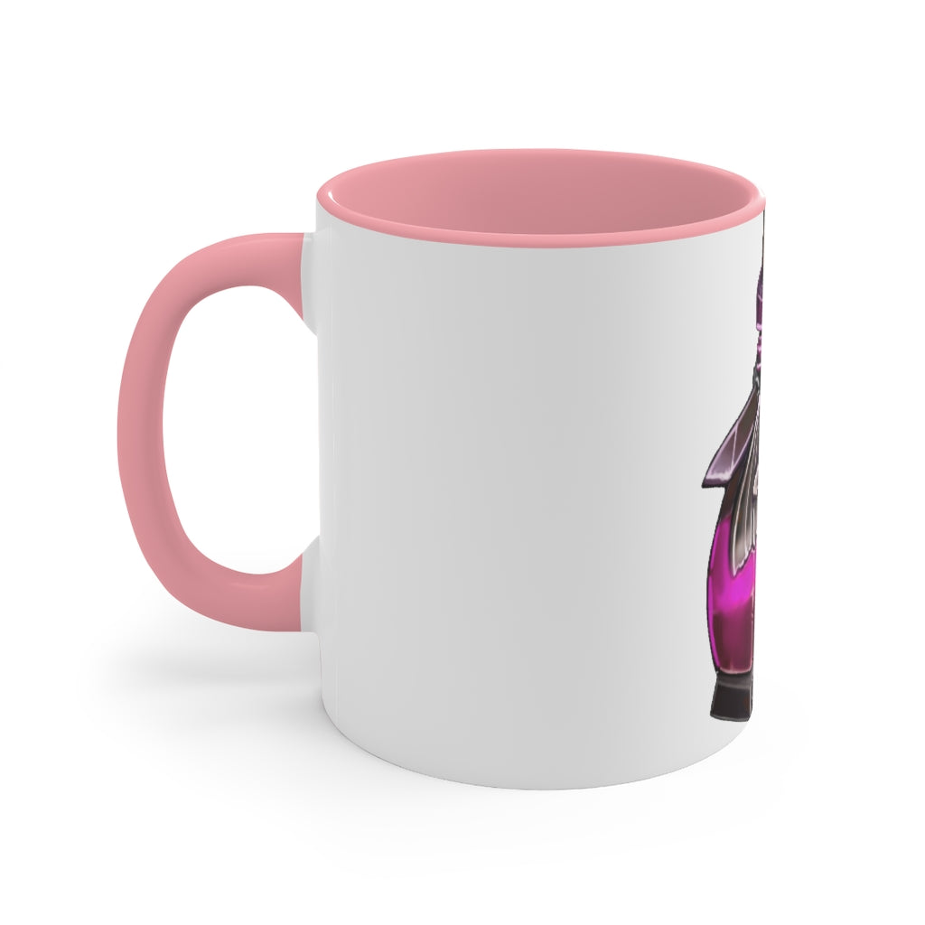 A stylish two-tone Dragon Potion Accent Mug featuring a white exterior with a colored interior, available in red, pink, and black options.