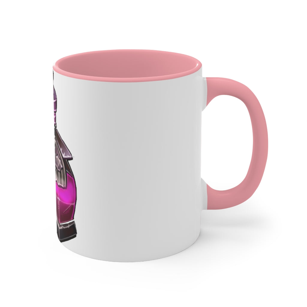 A stylish two-tone Dragon Potion Accent Mug featuring a white exterior with a colored interior, available in red, pink, and black options.