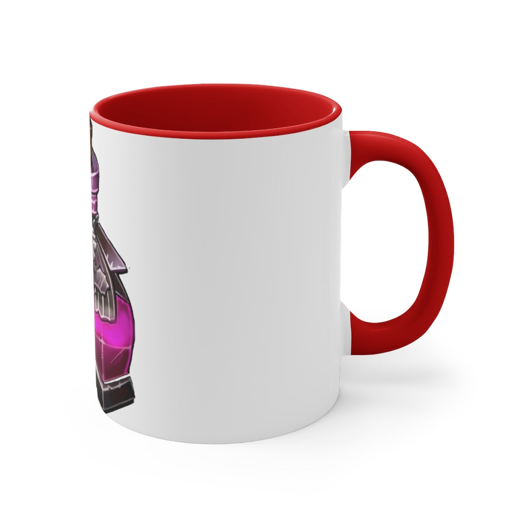 A stylish two-tone Dragon Potion Accent Mug featuring a white exterior with a colored interior, available in red, pink, and black options.