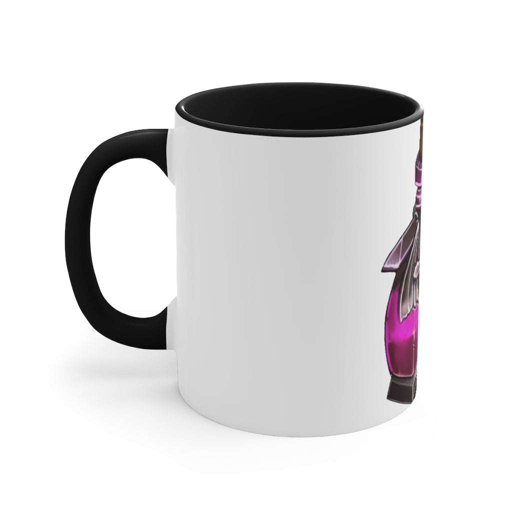 A stylish two-tone Dragon Potion Accent Mug featuring a white exterior with a colored interior, available in red, pink, and black options.