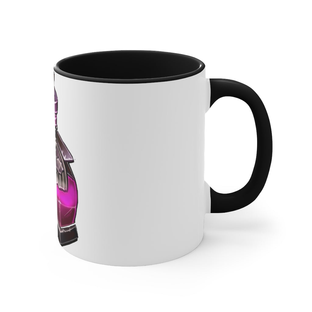 A stylish two-tone Dragon Potion Accent Mug featuring a white exterior with a colored interior, available in red, pink, and black options.