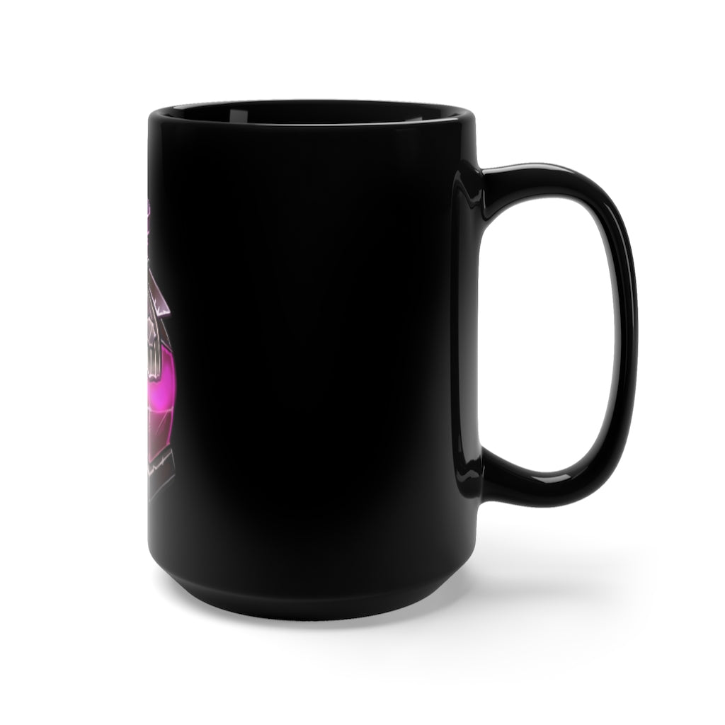 Dragon Potion Black Mug, 15oz ceramic mug with a sleek black finish and comfortable C-handle, perfect for coffee and tea lovers.