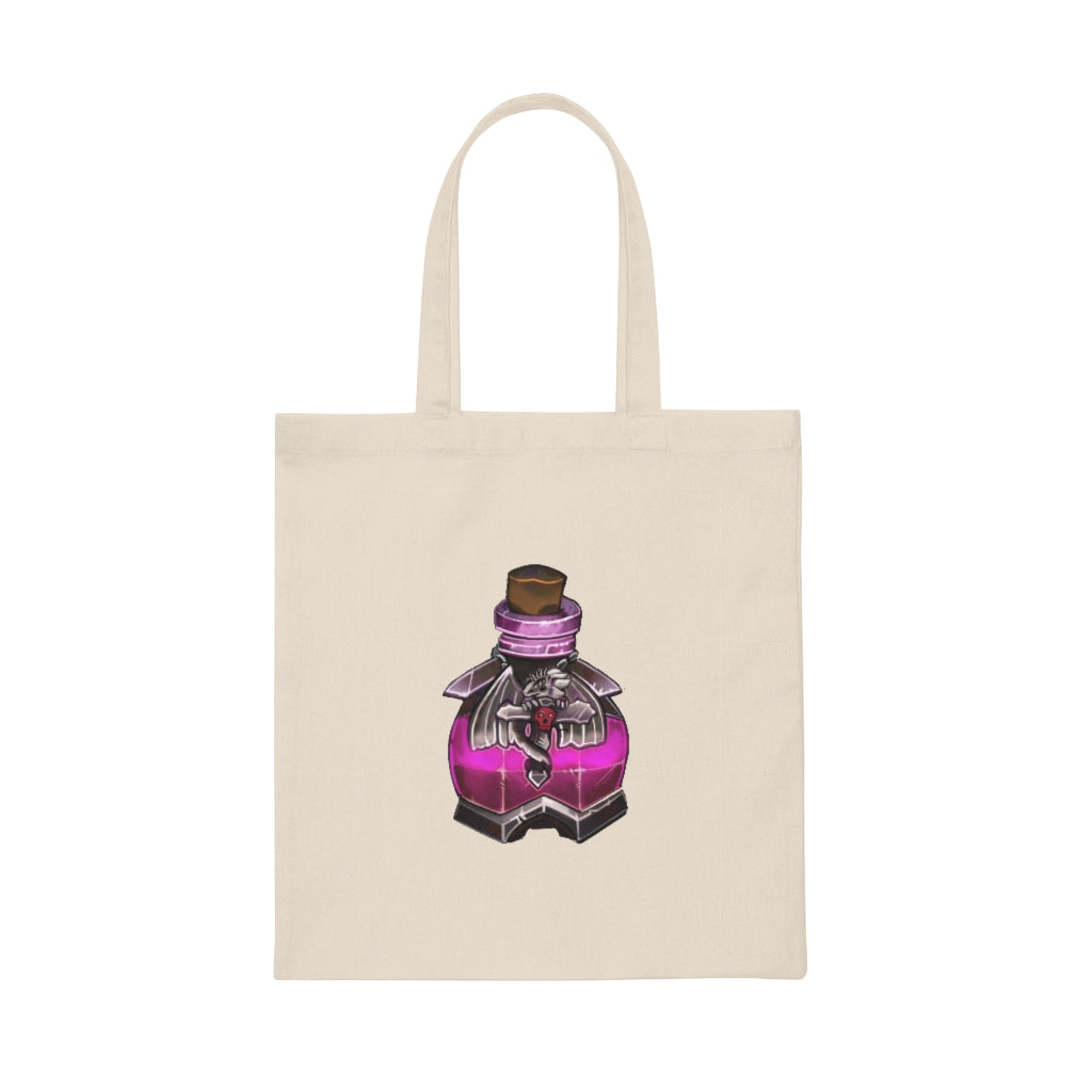 Dragon Potion Canvas Tote Bag made of 100% cotton sheeting, featuring reinforced handles and a stylish design.