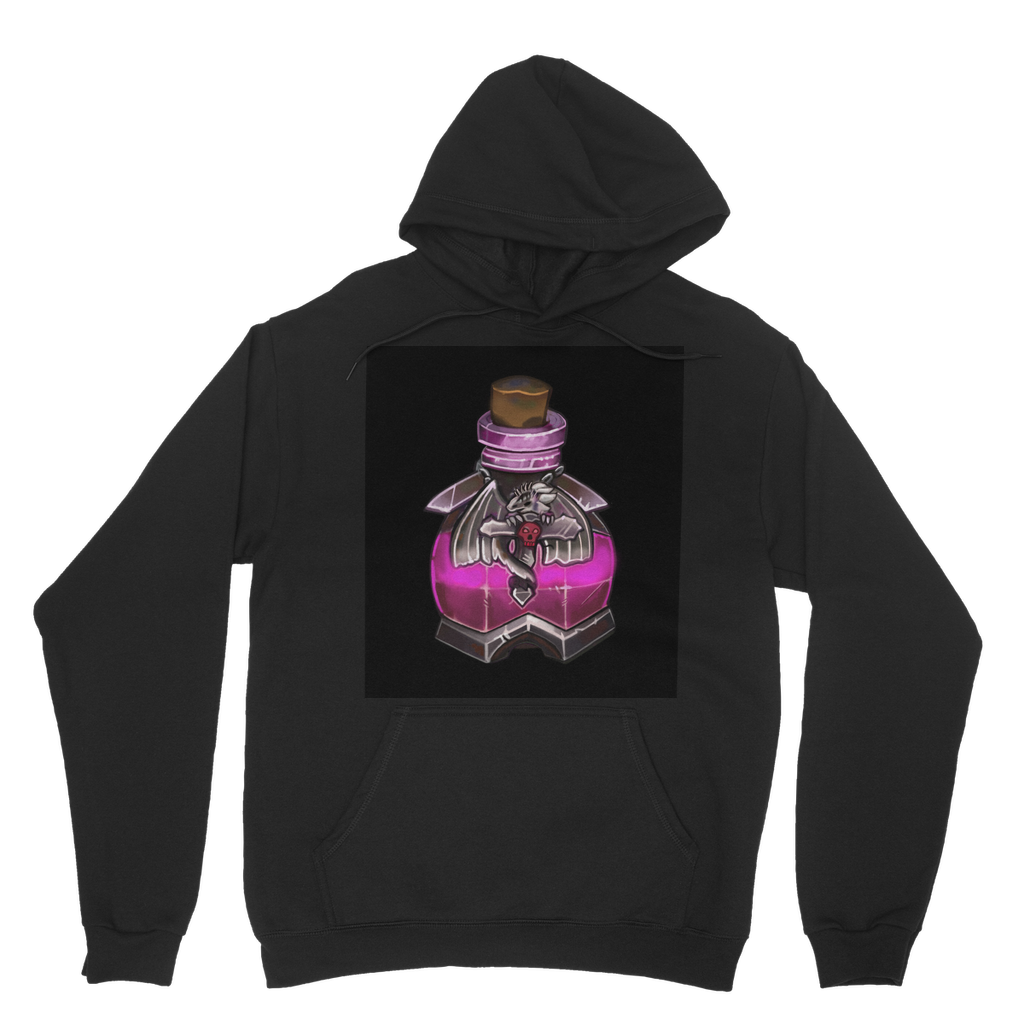 Dragon Potion Classic Adult Hoodie featuring a double fabric hood, kangaroo pouch pocket, and ribbed cuffs in a stylish design.