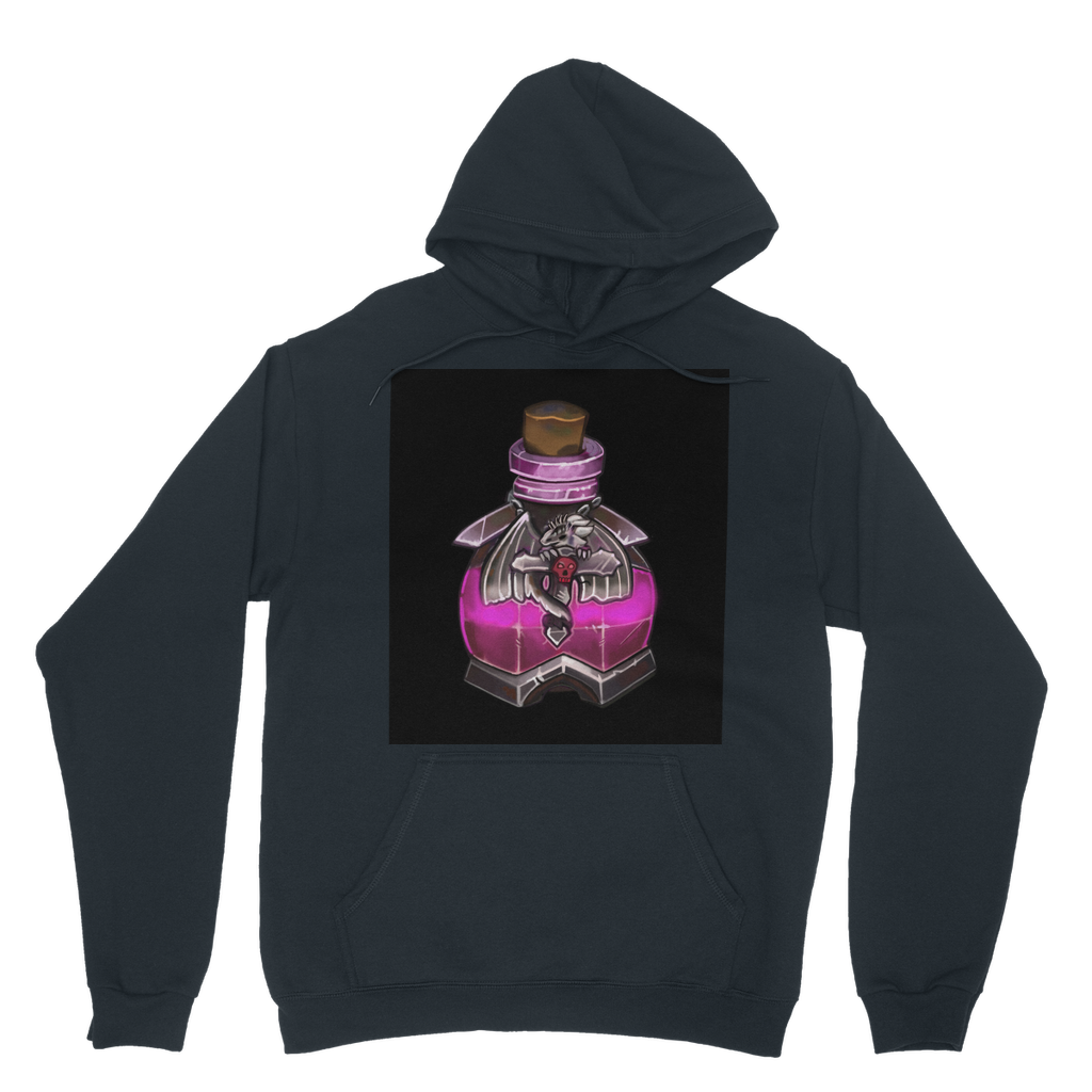 Dragon Potion Classic Adult Hoodie featuring a double fabric hood, kangaroo pouch pocket, and ribbed cuffs in a stylish design.